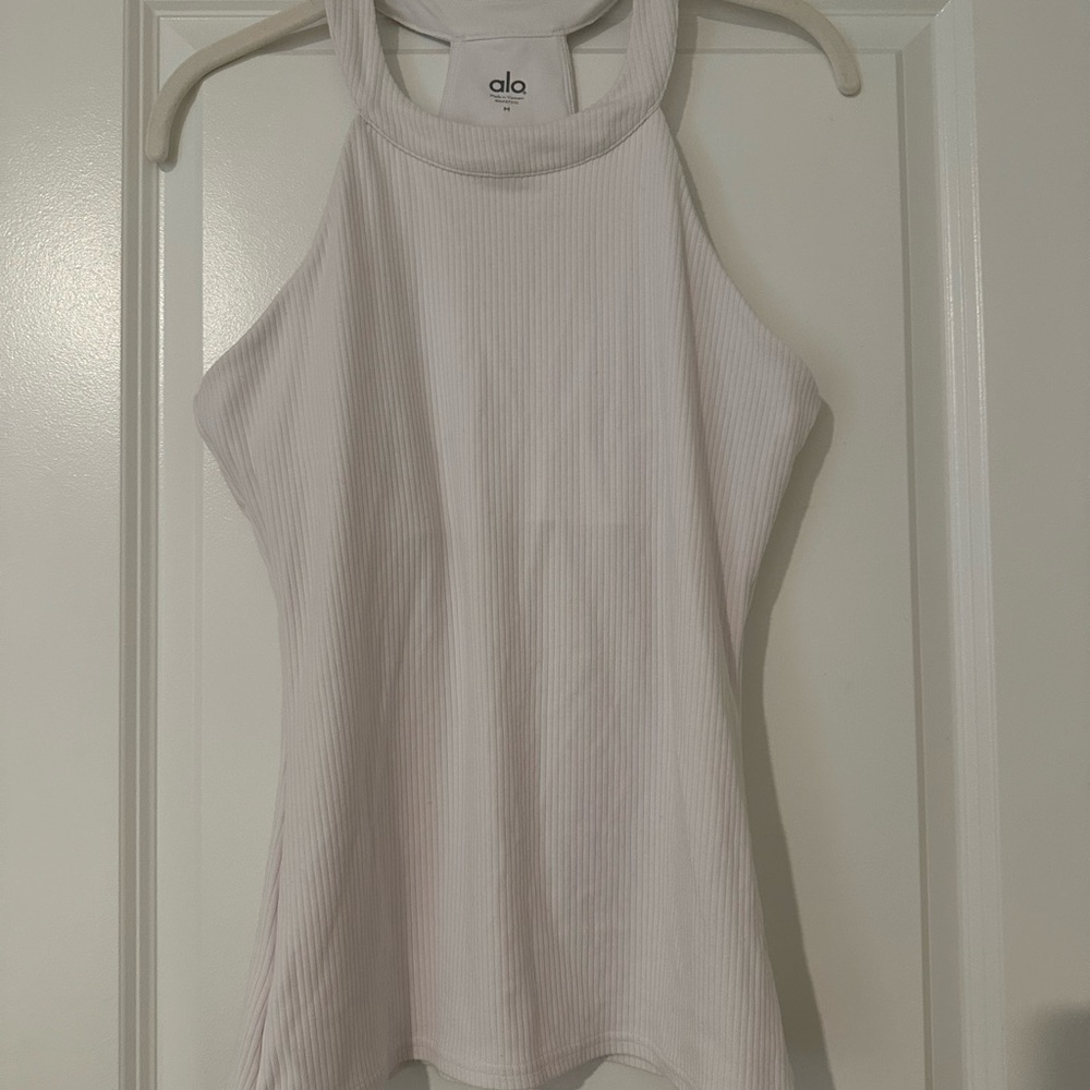 ALO Yoga Women's White Ribbed Tank Top